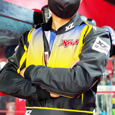 This kart suit is made of abrasion resistant material. Designed to keep you safe and comfortable behind the wheel. Customisation options available.