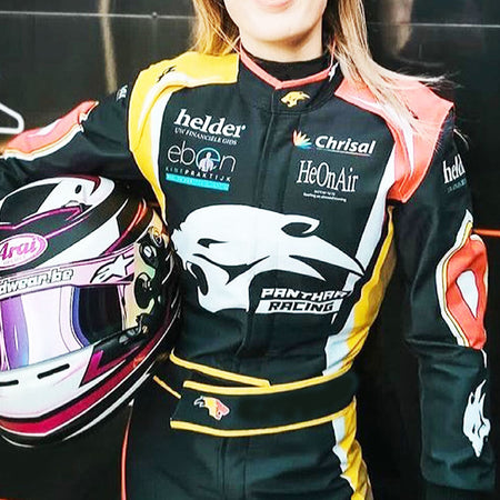 This kart suit is made of abrasion resistant material. Designed to keep you safe and comfortable behind the wheel. Customisation options available.